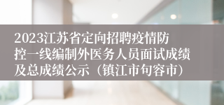 2023江苏省定向招聘疫情防控一线编制外医务人员面试成绩及总成绩公示（镇江市句容市）