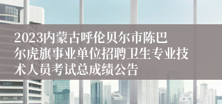 2023内蒙古呼伦贝尔市陈巴尔虎旗事业单位招聘卫生专业技术人员考试总成绩公告