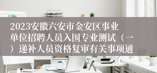 2023安徽六安市金安区事业单位招聘人员入围专业测试（一）递补人员资格复审有关事项通知