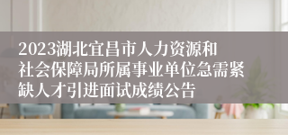 2023湖北宜昌市人力资源和社会保障局所属事业单位急需紧缺人才引进面试成绩公告