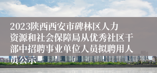 2023陕西西安市碑林区人力资源和社会保障局从优秀社区干部中招聘事业单位人员拟聘用人员公示