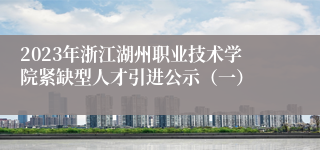 2023年浙江湖州职业技术学院紧缺型人才引进公示（一）