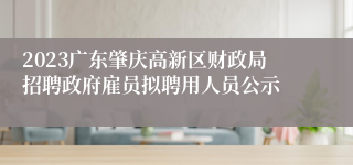 2023广东肇庆高新区财政局招聘政府雇员拟聘用人员公示