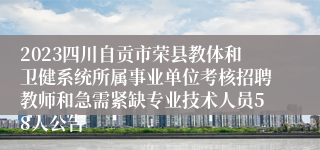 2023四川自贡市荣县教体和卫健系统所属事业单位考核招聘教师和急需紧缺专业技术人员58人公告