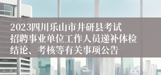 2023四川乐山市井研县考试招聘事业单位工作人员递补体检结论、考核等有关事项公告