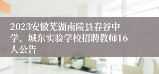 2023安徽芜湖南陵县春谷中学、城东实验学校招聘教师16人公告