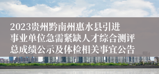 2023贵州黔南州惠水县引进事业单位急需紧缺人才综合测评总成绩公示及体检相关事宜公告