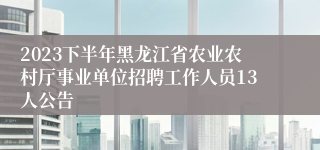 2023下半年黑龙江省农业农村厅事业单位招聘工作人员13人公告