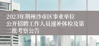2023年荆州沙市区事业单位公开招聘工作人员递补体检及第二批考察公告