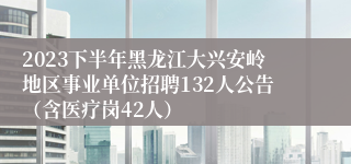 2023下半年黑龙江大兴安岭地区事业单位招聘132人公告（含医疗岗42人）