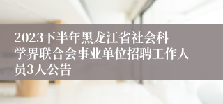 2023下半年黑龙江省社会科学界联合会事业单位招聘工作人员3人公告