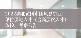 2022湖北黄冈市团风县事业单位引进人才（含高层次人才）体检、考察公告