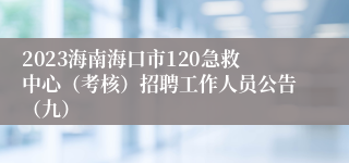 2023海南海口市120急救中心（考核）招聘工作人员公告（九）