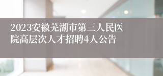 2023安徽芜湖市第三人民医院高层次人才招聘4人公告