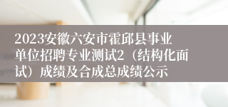 2023安徽六安市霍邱县事业单位招聘专业测试2（结构化面试）成绩及合成总成绩公示