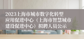 2023上海市城市数字化转型应用促进中心（上海市智慧城市建设促进中心）拟聘人员公示