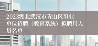 2023湖北武汉市青山区事业单位招聘（教育系统）拟聘用人员名单