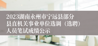 2023湖南永州市宁远县部分县直机关事业单位选调（选聘）人员笔试成绩公示