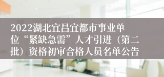 2022湖北宜昌宜都市事业单位“紧缺急需”人才引进（第二批）资格初审合格人员名单公告