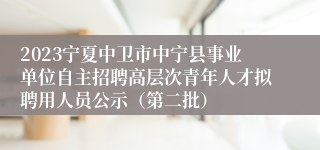 2023宁夏中卫市中宁县事业单位自主招聘高层次青年人才拟聘用人员公示（第二批）