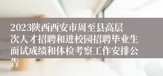 2023陕西西安市周至县高层次人才招聘和进校园招聘毕业生面试成绩和体检考察工作安排公告