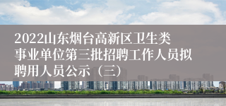 2022山东烟台高新区卫生类事业单位第三批招聘工作人员拟聘用人员公示（三）