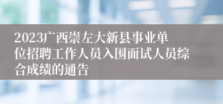 2023广西崇左大新县事业单位招聘工作人员入围面试人员综合成绩的通告