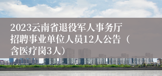 2023云南省退役军人事务厅招聘事业单位人员12人公告（含医疗岗3人）