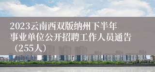 2023云南西双版纳州下半年事业单位公开招聘工作人员通告（255人）