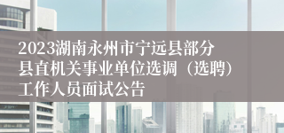 2023湖南永州市宁远县部分县直机关事业单位选调（选聘）工作人员面试公告