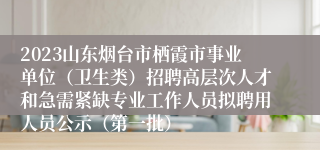 2023山东烟台市栖霞市事业单位（卫生类）招聘高层次人才和急需紧缺专业工作人员拟聘用人员公示（第一批）