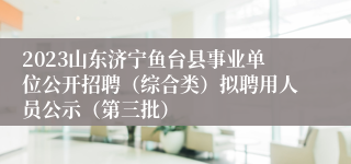 2023山东济宁鱼台县事业单位公开招聘（综合类）拟聘用人员公示（第三批）