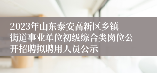 2023年山东泰安高新区乡镇街道事业单位初级综合类岗位公开招聘拟聘用人员公示