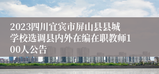 2023四川宜宾市屏山县县城学校选调县内外在编在职教师100人公告