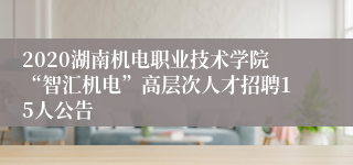 2020湖南机电职业技术学院“智汇机电”高层次人才招聘15人公告