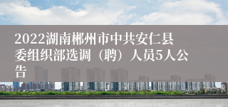 2022湖南郴州市中共安仁县委组织部选调（聘）人员5人公告