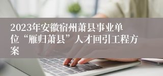2023年安徽宿州萧县事业单位“雁归萧县”人才回引工程方案