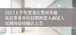 2023上半年黑龙江黑河市逊克县事业单位招聘拟进入面试人员现场资格确认公告