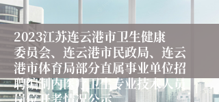 2023江苏连云港市卫生健康委员会、连云港市民政局、连云港市体育局部分直属事业单位招聘编制内医疗卫生专业技术人员岗位开考情况公示