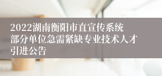 2022湖南衡阳市直宣传系统部分单位急需紧缺专业技术人才引进公告