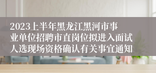 2023上半年黑龙江黑河市事业单位招聘市直岗位拟进入面试人选现场资格确认有关事宜通知