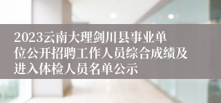 2023云南大理剑川县事业单位公开招聘工作人员综合成绩及进入体检人员名单公示