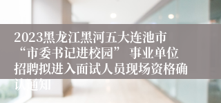 2023黑龙江黑河五大连池市“市委书记进校园” 事业单位招聘拟进入面试人员现场资格确认通知