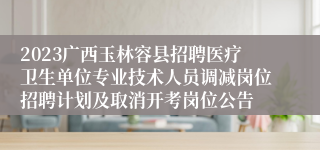 2023广西玉林容县招聘医疗卫生单位专业技术人员调减岗位招聘计划及取消开考岗位公告