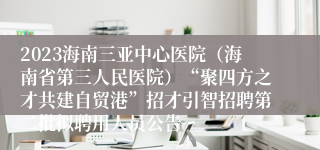 2023海南三亚中心医院（海南省第三人民医院）“聚四方之才共建自贸港”招才引智招聘第二批拟聘用人员公告