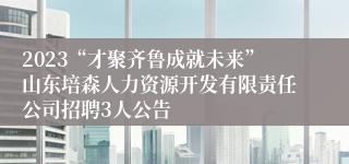 2023“才聚齐鲁成就未来”山东培森人力资源开发有限责任公司招聘3人公告