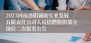 2023河南洛阳诚助实业发展有限责任公司人员招聘组织部分岗位二次报名公告