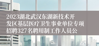 2023湖北武汉东湖新技术开发区基层医疗卫生事业单位专项招聘327名聘用制工作人员公告