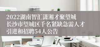 2022湖南智汇潇湘才聚望城长沙市望城区千名紧缺急需人才引进和招聘54人公告