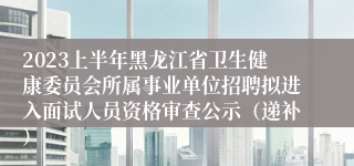 2023上半年黑龙江省卫生健康委员会所属事业单位招聘拟进入面试人员资格审查公示（递补）